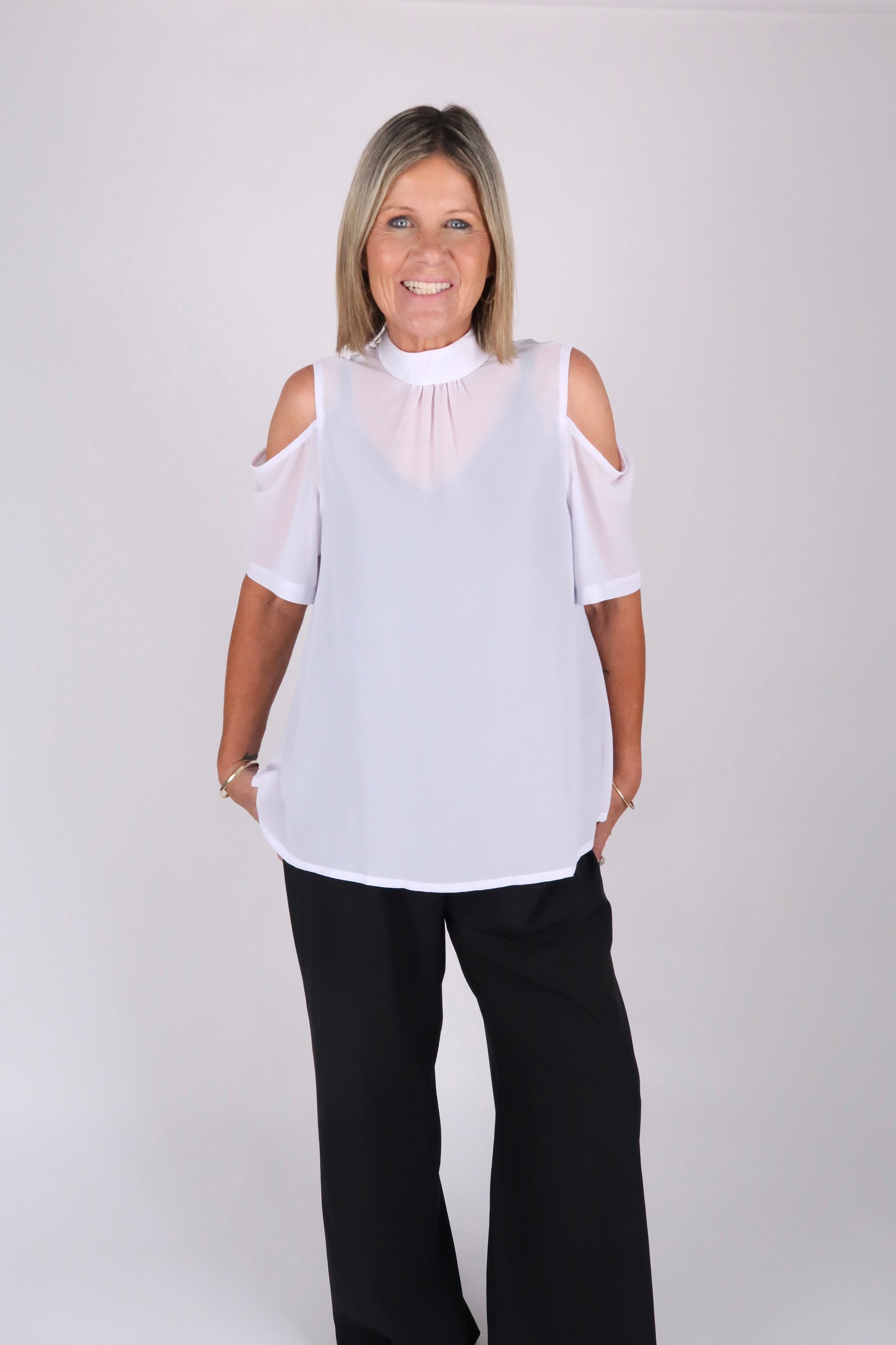 SARA CHIFFON TOP WHITE