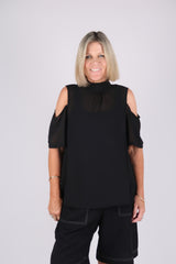 SARA CHIFFON TOP BLACK
