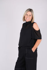 SARA CHIFFON TOP BLACK
