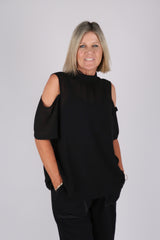 SARA CHIFFON TOP BLACK