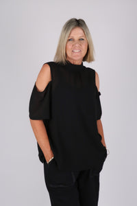 SARA CHIFFON TOP BLACK