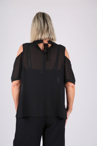 SARA CHIFFON TOP BLACK