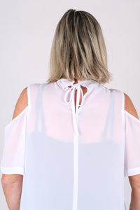 SARA CHIFFON TOP WHITE