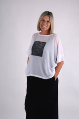 CHICAGO TOP WHITE BLACK DOTS