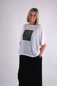 CHICAGO TOP WHITE BLACK DOTS