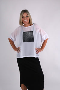 CHICAGO TOP WHITE BLACK DOTS