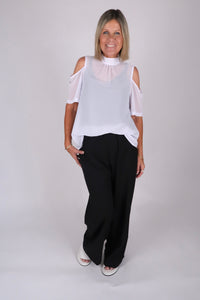 SARA CHIFFON TOP WHITE