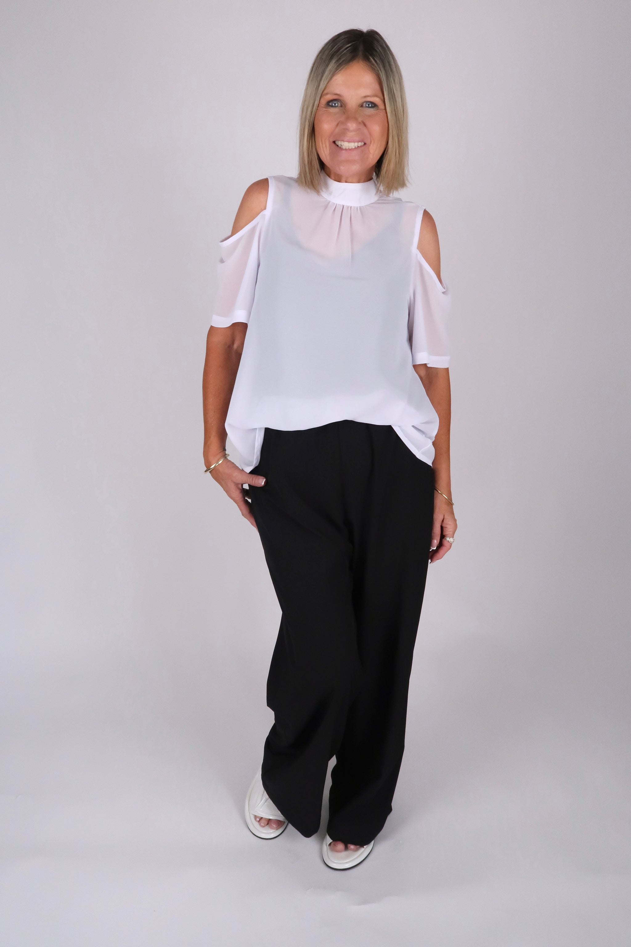 SARA CHIFFON TOP WHITE