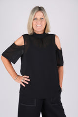 SARA CHIFFON TOP BLACK