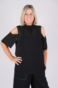 SARA CHIFFON TOP BLACK