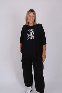 LEAH TOP BLACK BARBWIRE