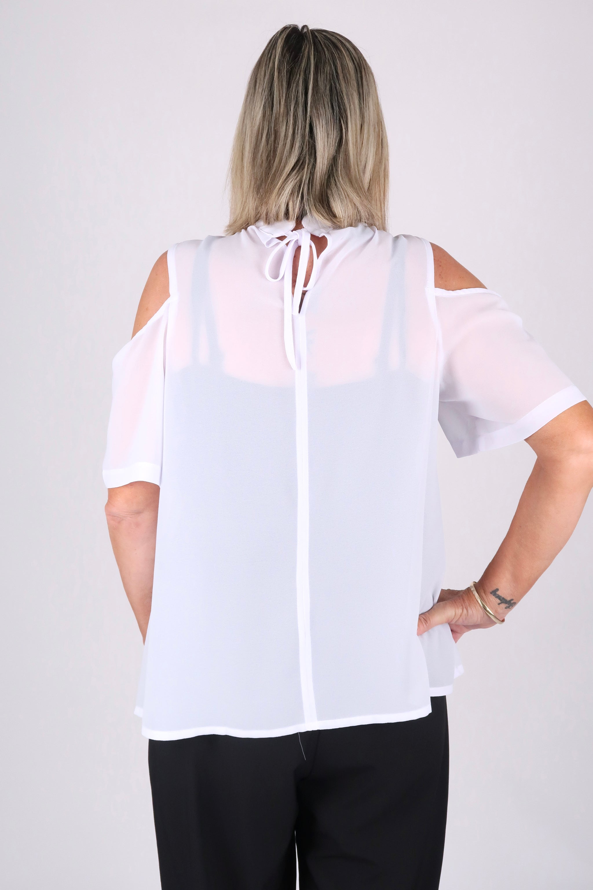 SARA CHIFFON TOP WHITE