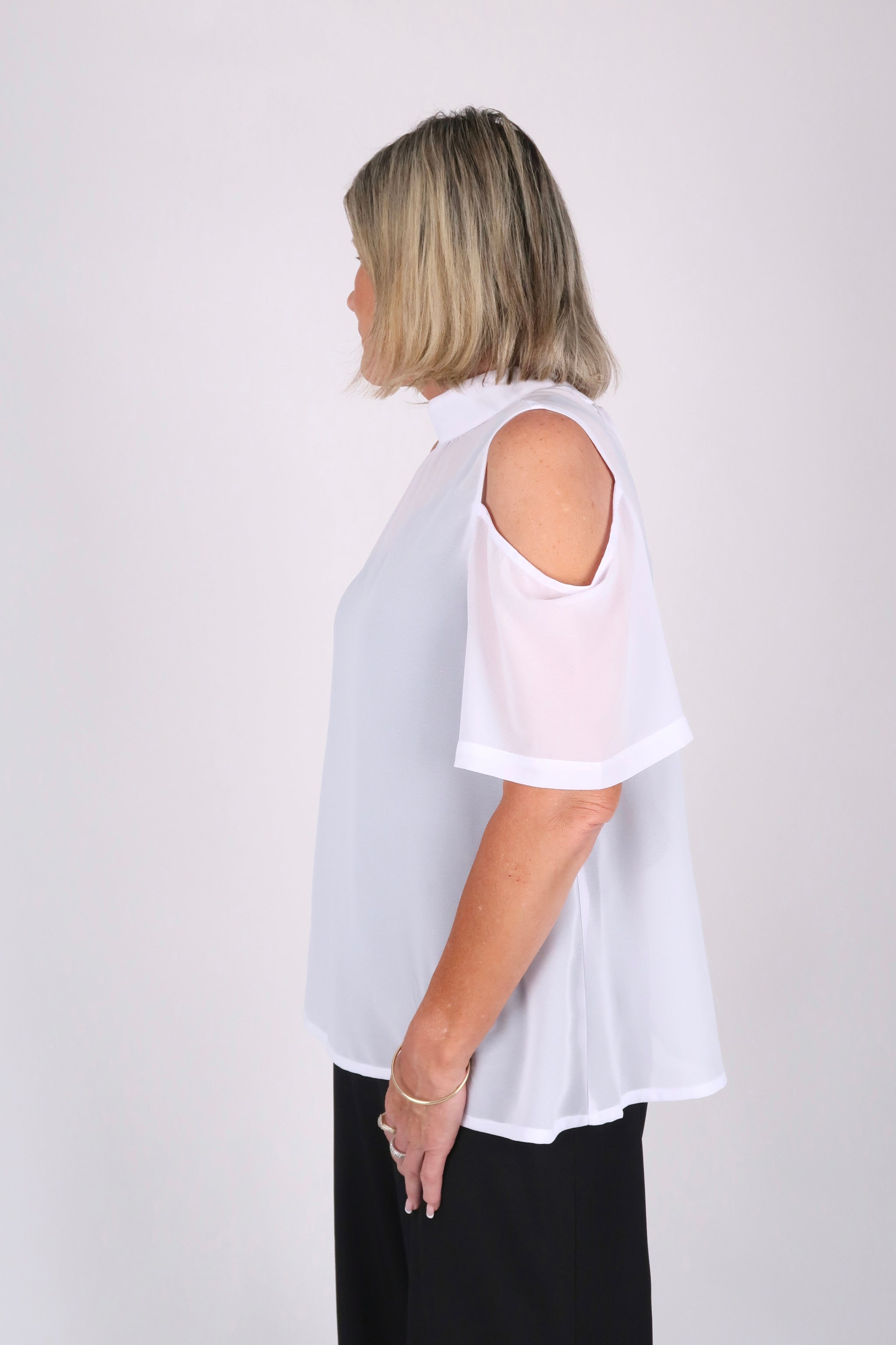 SARA CHIFFON TOP WHITE