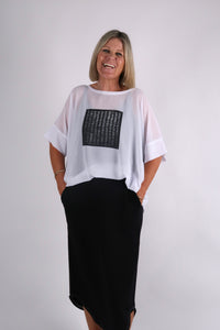 CHICAGO TOP WHITE BLACK DOTS