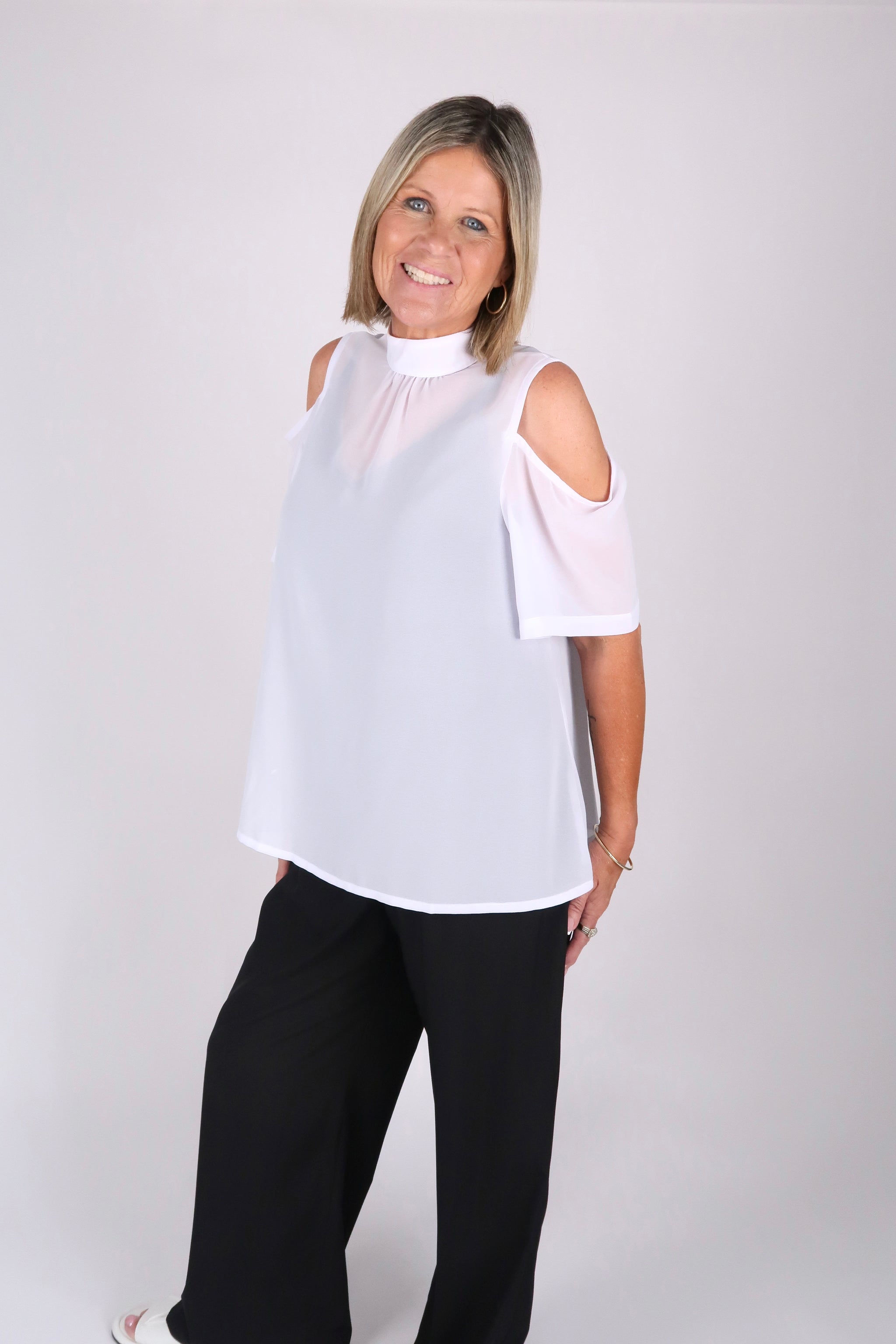 SARA CHIFFON TOP WHITE