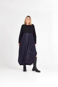RHODE DRESS LONG SLEEVE NAVY