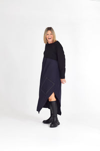 RHODE DRESS LONG SLEEVE NAVY