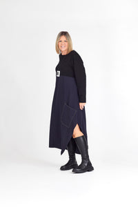RHODE DRESS LONG SLEEVE NAVY