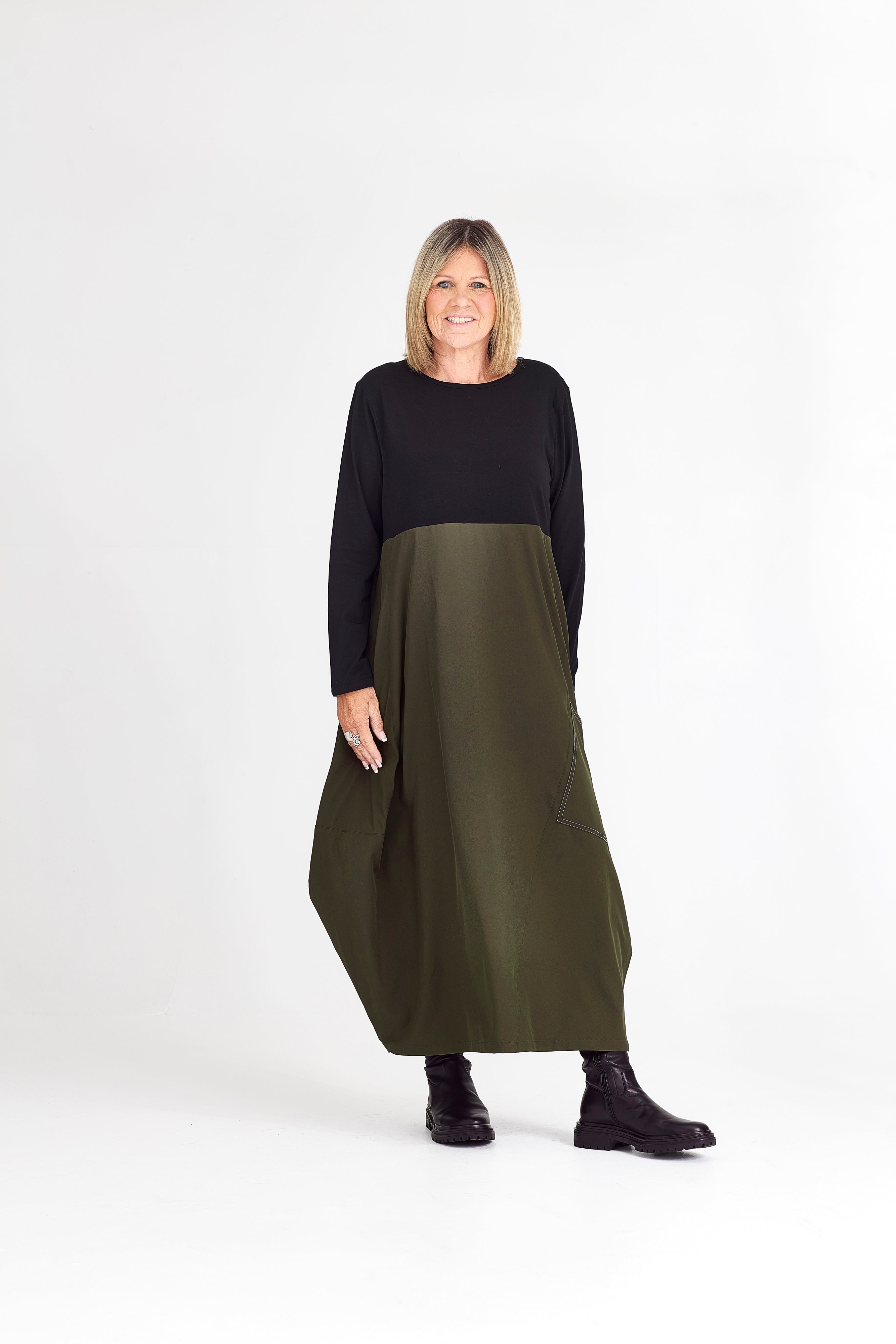 rhode long sleeve dress RHODE DRESS LONG SLEEVE KHAKI – Brooklyn Blak