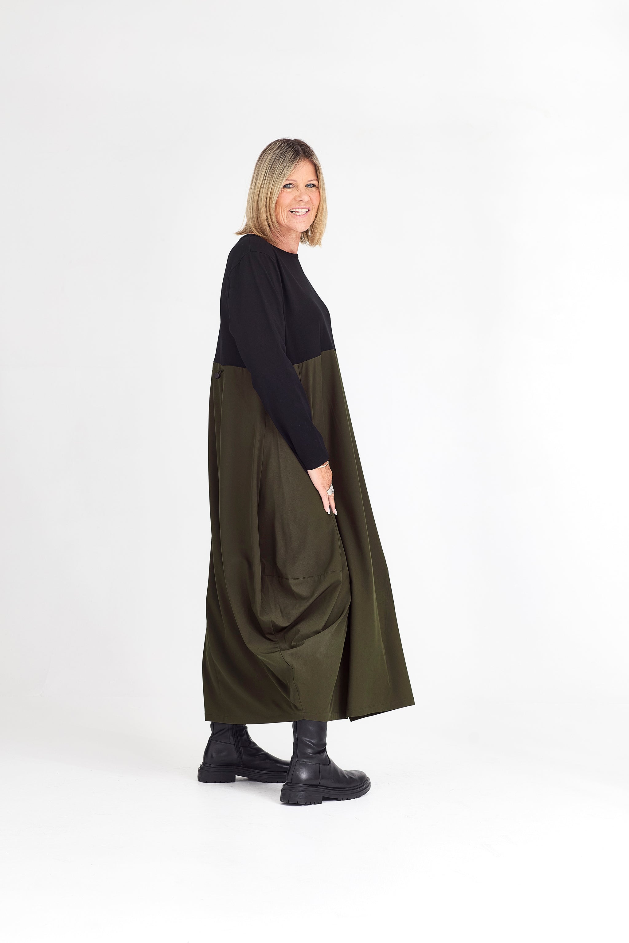 RHODE DRESS LONG SLEEVE KHAKI