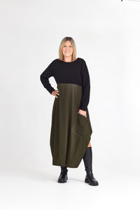 RHODE DRESS LONG SLEEVE KHAKI