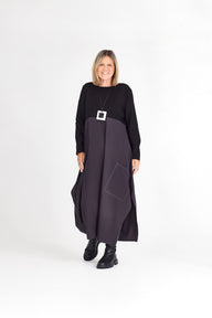 RHODE DRESS LONG SLEEVE CHARCOAL