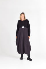 RHODE DRESS LONG SLEEVE CHARCOAL
