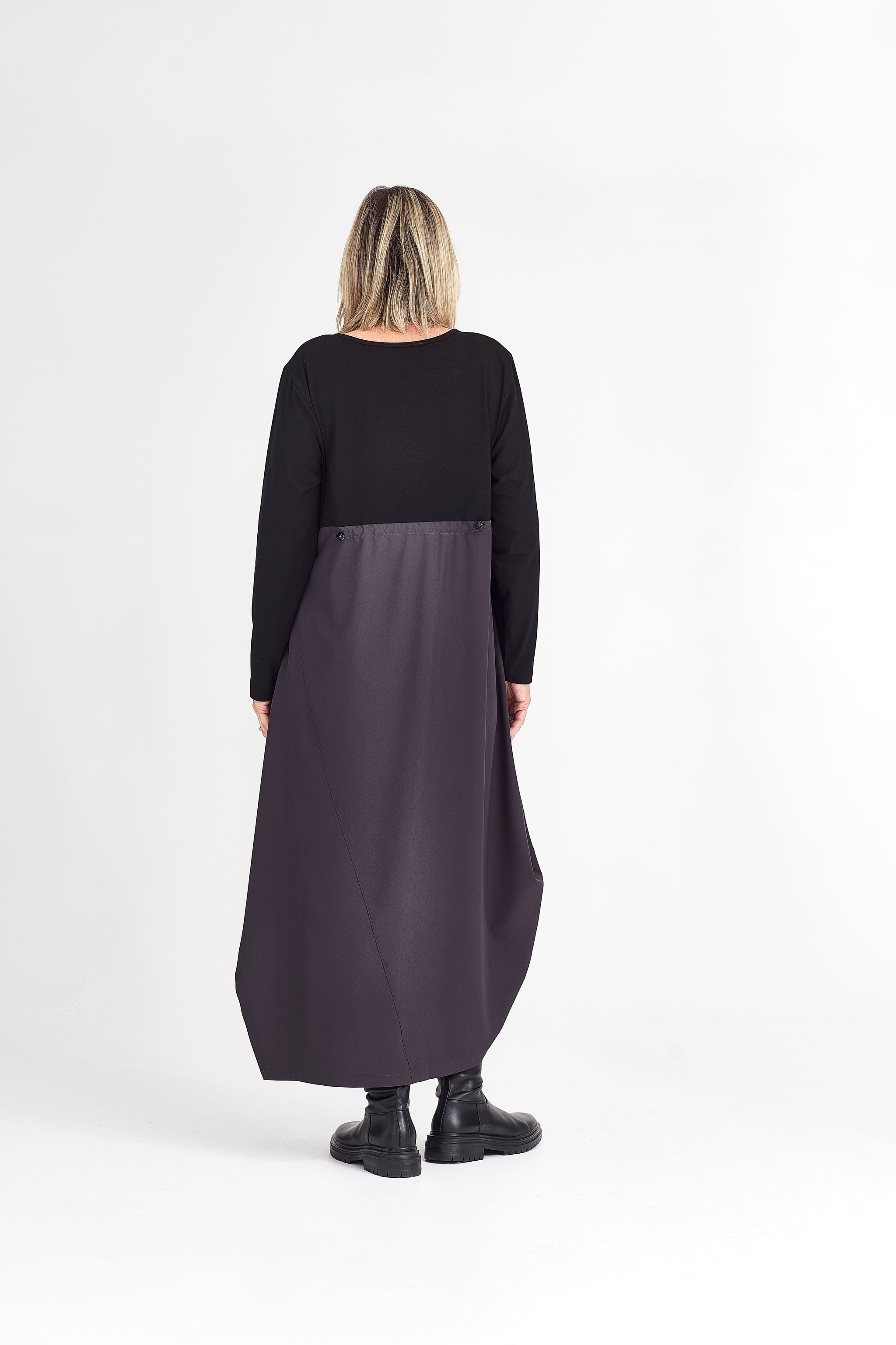 RHODE DRESS LONG SLEEVE CHARCOAL