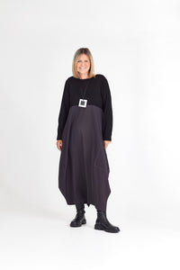 RHODE DRESS LONG SLEEVE CHARCOAL