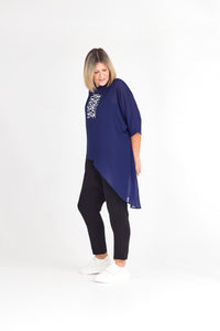 LEAH TOP NAVY BARBWIRE