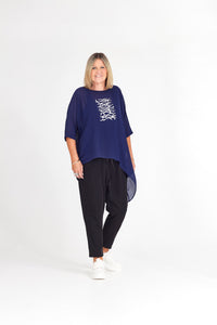 LEAH TOP NAVY BARBWIRE
