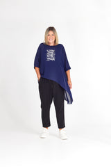 LEAH TOP NAVY BARBWIRE