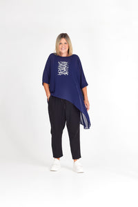 LEAH TOP NAVY BARBWIRE