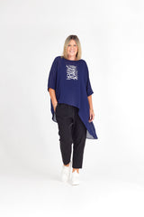 LEAH TOP NAVY BARBWIRE