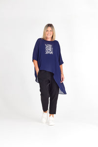 LEAH TOP NAVY BARBWIRE