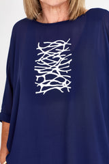LEAH TOP NAVY BARBWIRE