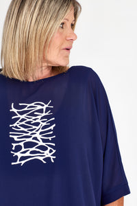 LEAH TOP NAVY BARBWIRE