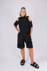 SARA CHIFFON TOP BLACK