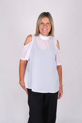 SARA CHIFFON TOP WHITE