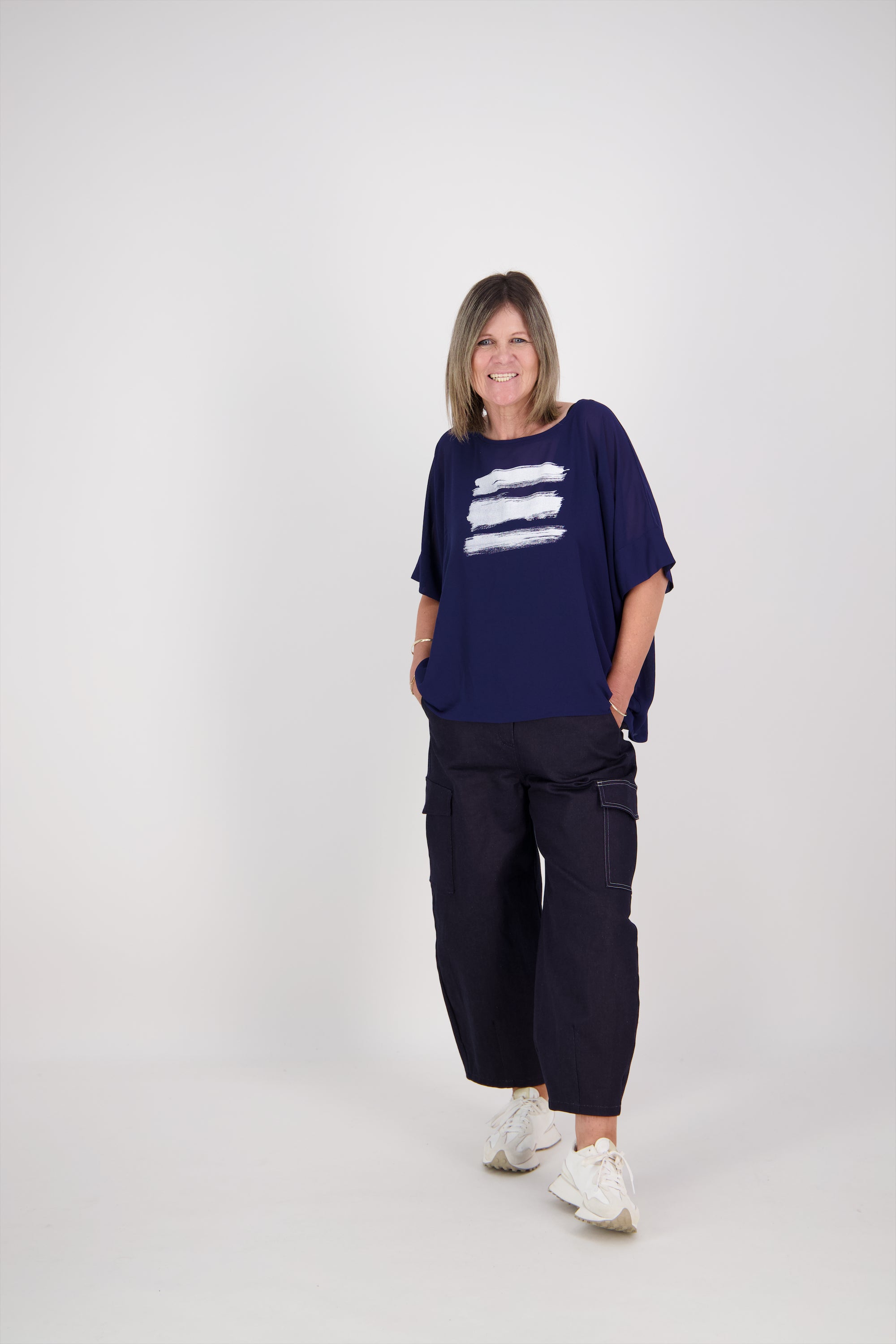 CHICAGO TOP BRUSHSTROKE NAVY