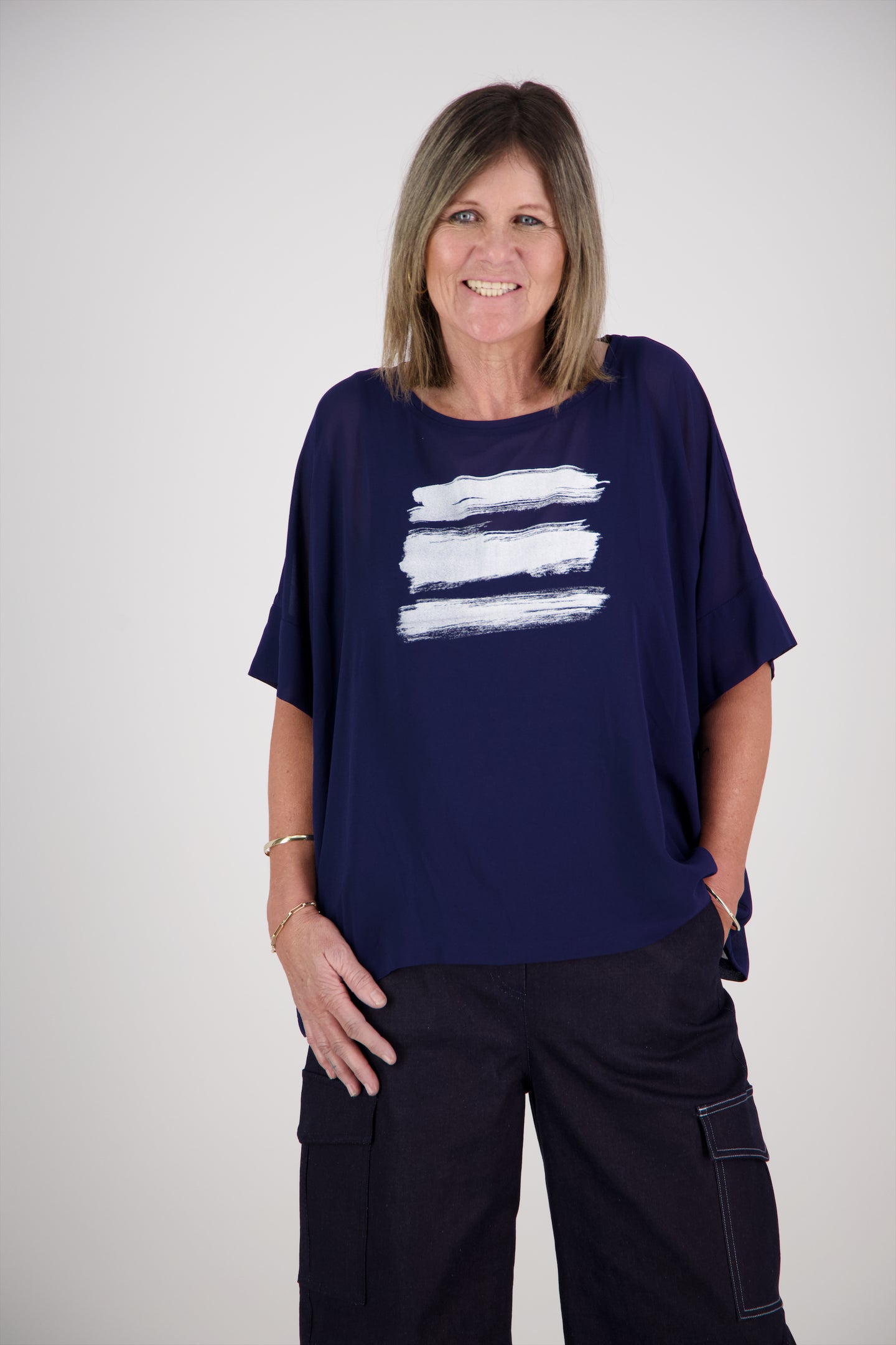 CHICAGO TOP BRUSHSTROKE NAVY