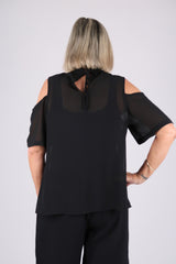 SARA CHIFFON TOP BLACK
