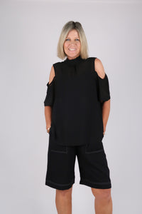 SARA CHIFFON TOP BLACK