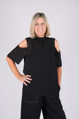 SARA CHIFFON TOP BLACK