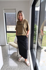 OVERSIZED TEE KAHKI WITH BLACK SQUARE