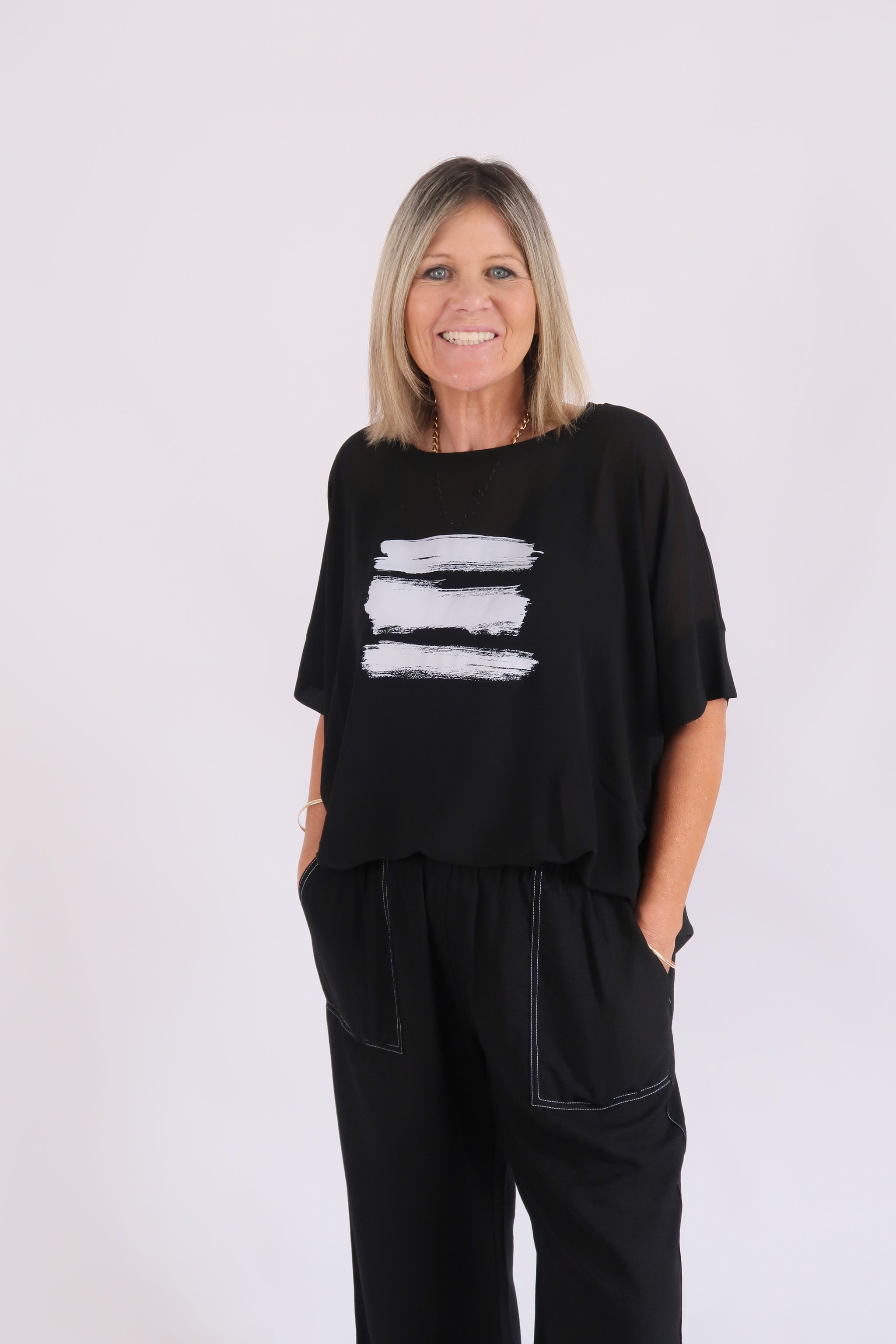 CHICAGO TOP BRUSHSTROKE BLACK