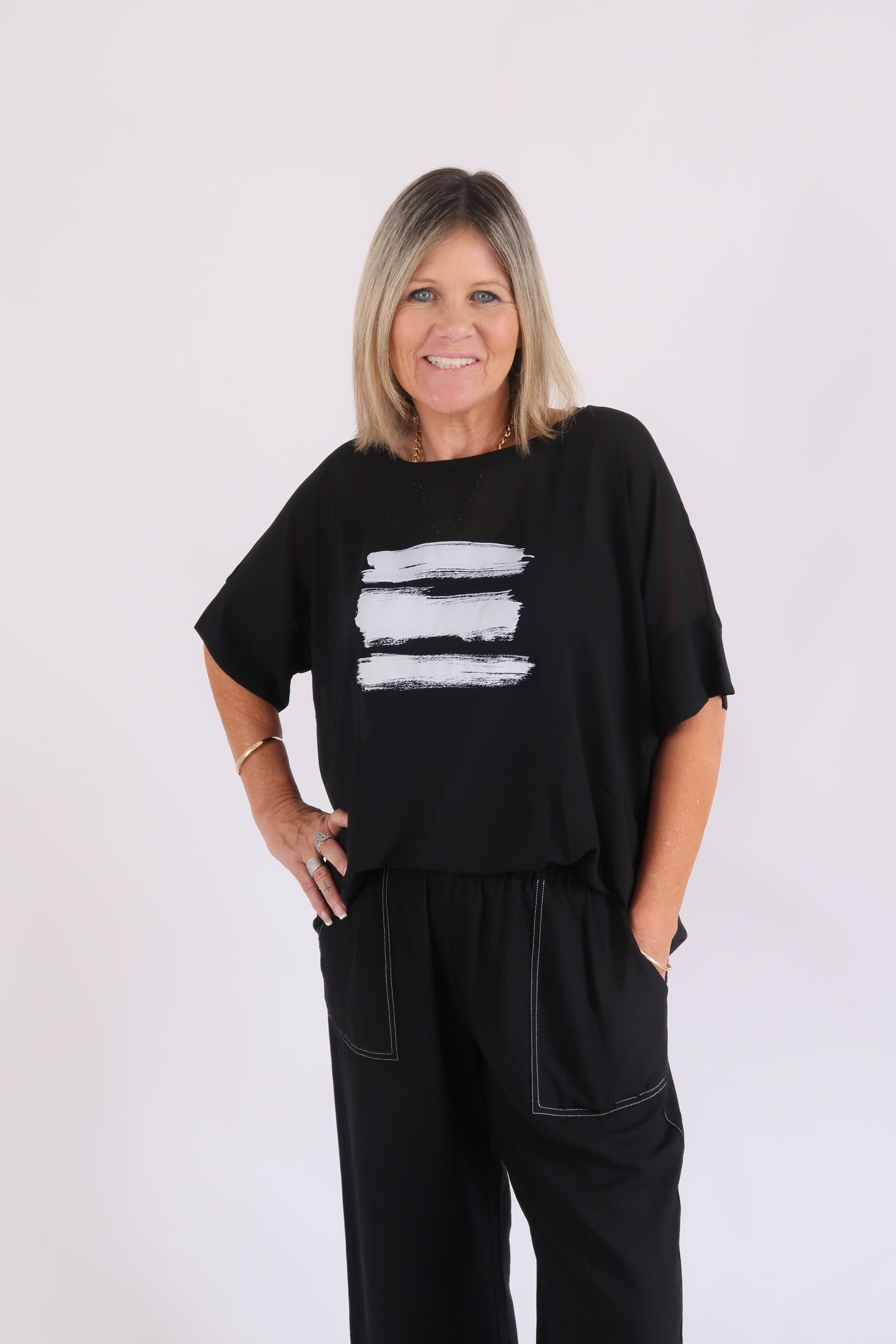 CHICAGO TOP BRUSHSTROKE BLACK