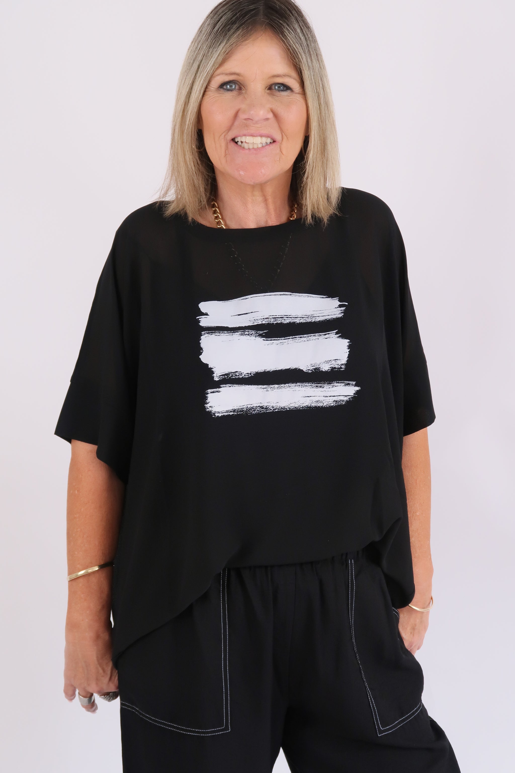 CHICAGO TOP BRUSHSTROKE BLACK