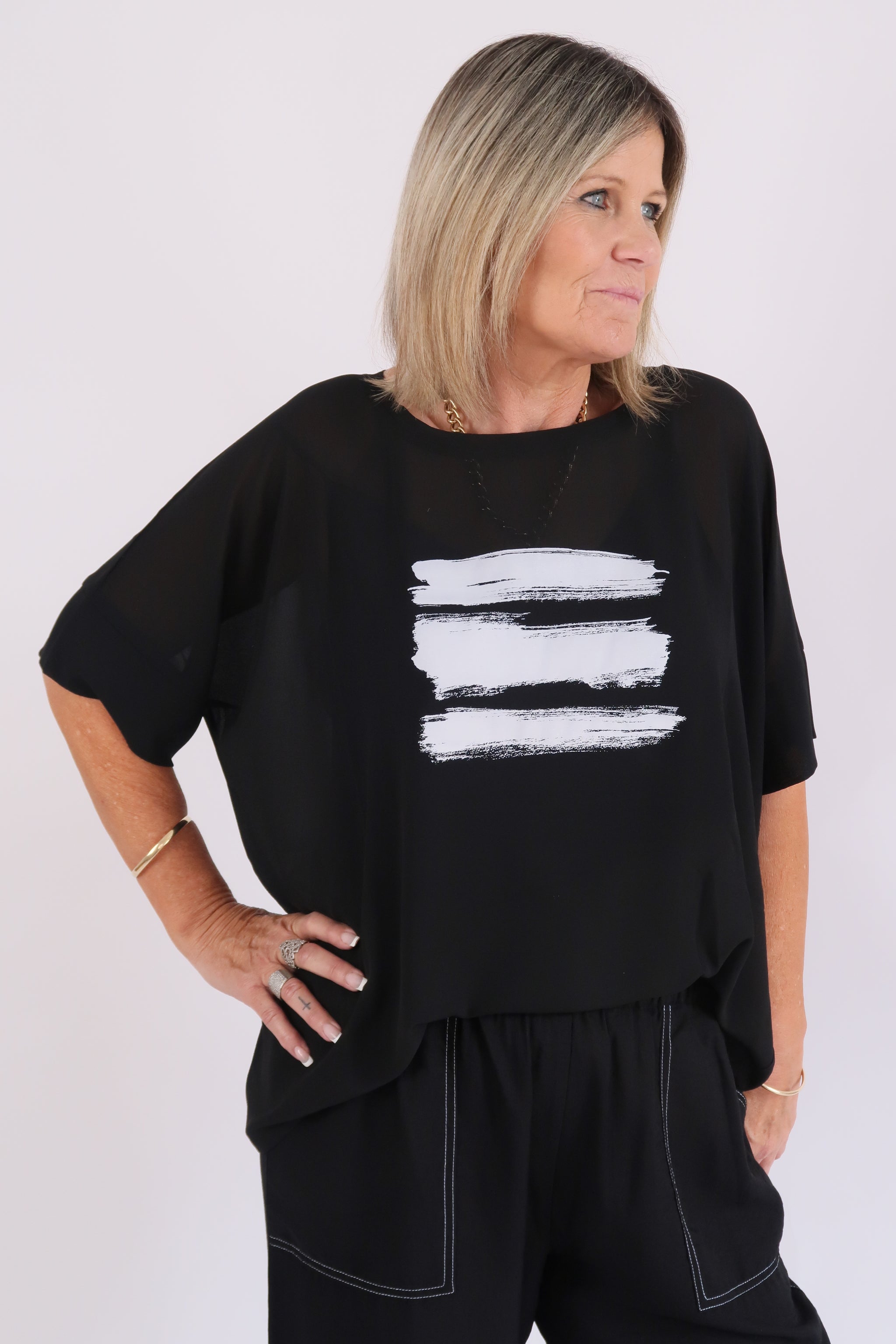 CHICAGO TOP BRUSHSTROKE BLACK