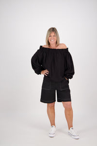 OFF THE SHOULDER TOP BLACK